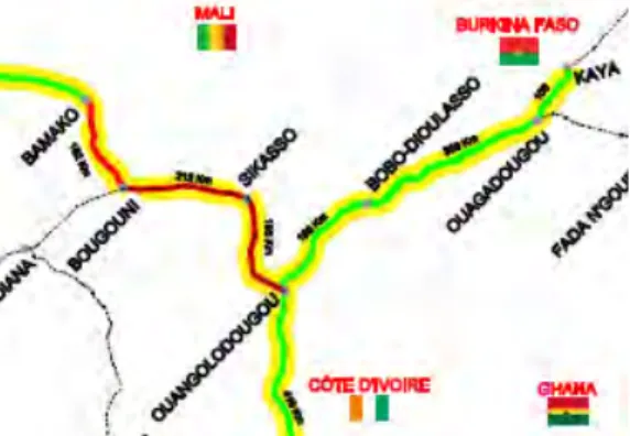 図 5-32  Bamako – Ouagadougou 間の鉄道回廊整備計画                                                          