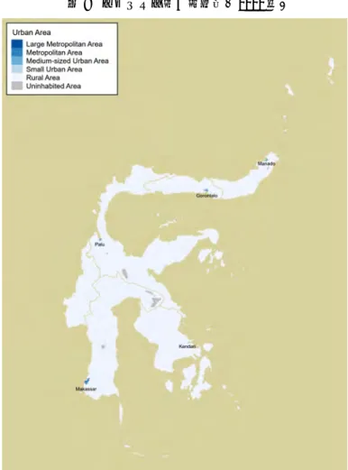 図 8 スラウェシ島の都市圏（ 2010 年）