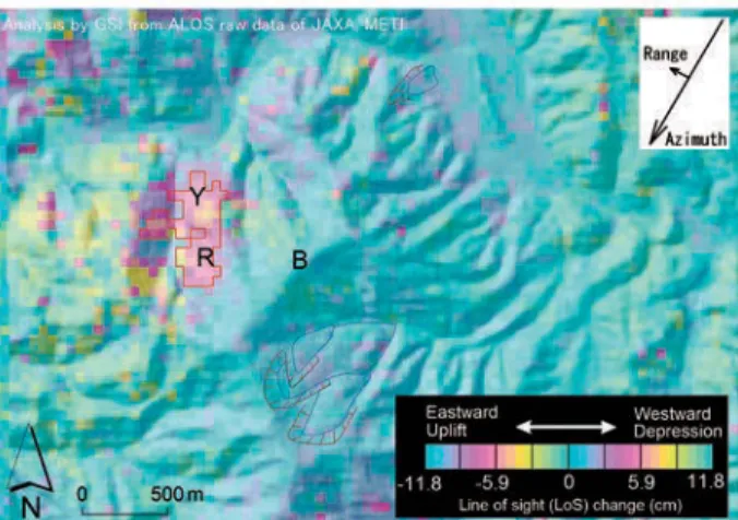 Fig. 3 に，ID の 2 番と 3 番を含むパス 56 の SAR 干渉画