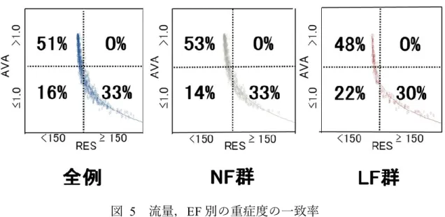 図  6  流量，EF 別の重症度の一致率 