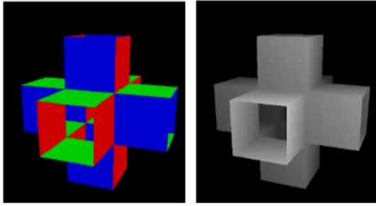 Figure 5  Extracted edges (left) and ridges (center) and combination (right). 