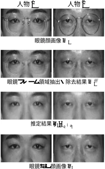 図 3.9: 眼鏡フレーム領域内を線形補間により置換した結果を用いた推定結果
