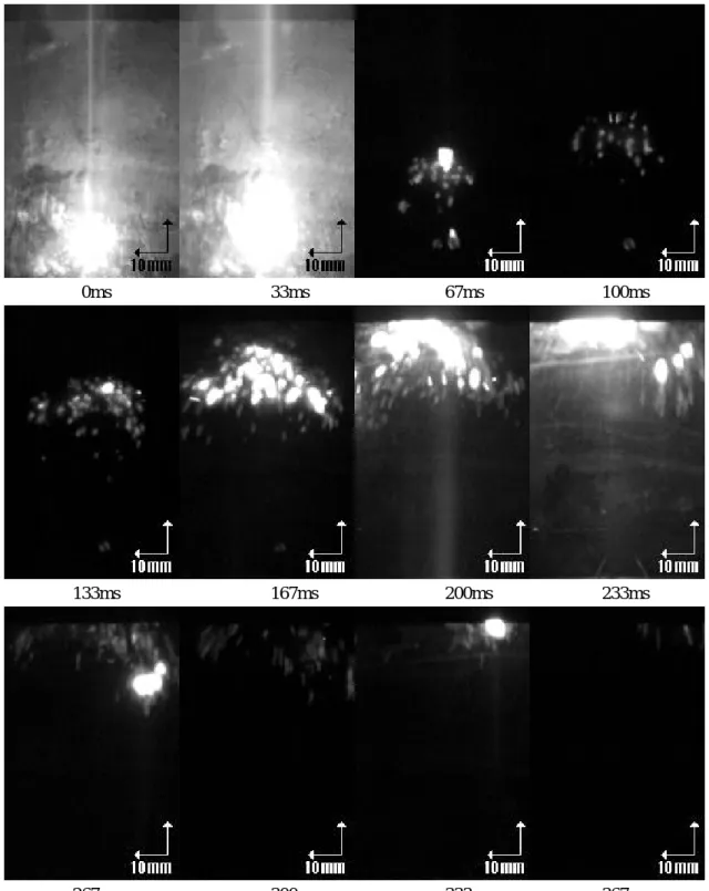 図 2-14 n デカン噴霧中における火炎の発生と伝ぱ 