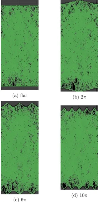 Fig. 4.2 : Snapshots at the maximum attractive force (horizontal graphite wall, flat &amp; 1D pattern surface).