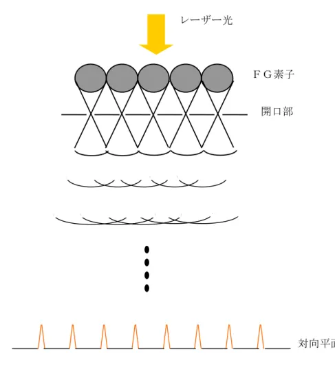 図  3.5  FG 素子にレーザー光を照射することによって生じる輝点パターン レーザー光 