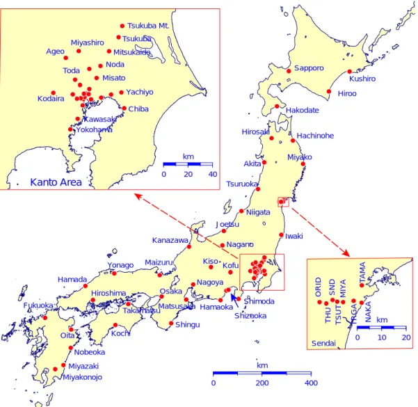 図 3.1  建築研究所強震観測地点の配置