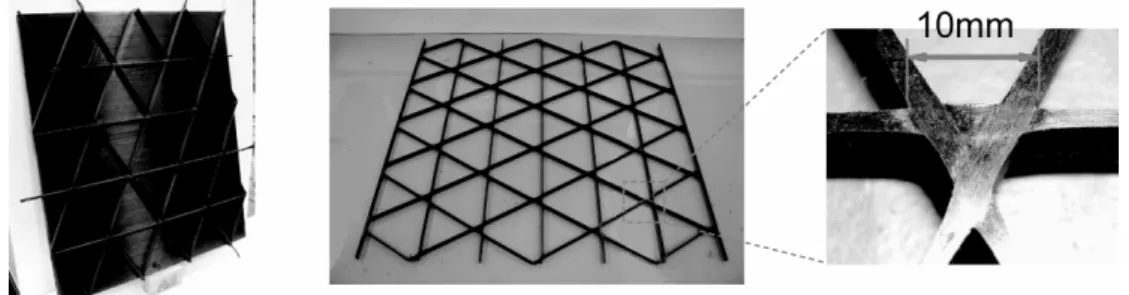 Figure 1: Advanced grid structures made of CFRP unidirectional composites. 