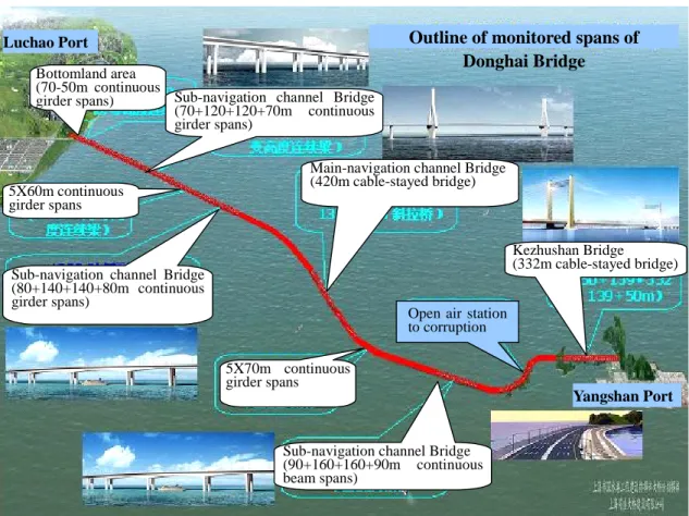 Fig. 2 Monitored spans of Donghai Bridge 