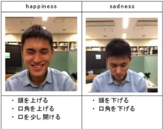 図 4.2: Mood タグ： happiness ， sadness に対応する表情