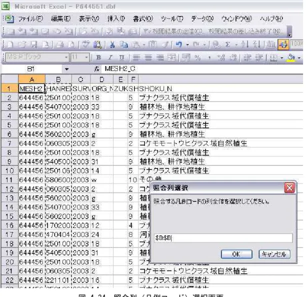 図 4-34  照合列（凡例コード）選択画面 