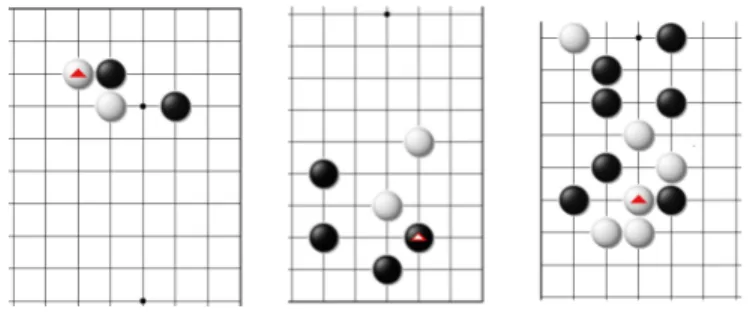Fig. 1. Shapes labeled with multiple names by human players. Left: Hane, Osae. Mid- Mid-dle: Kosumi, San-san