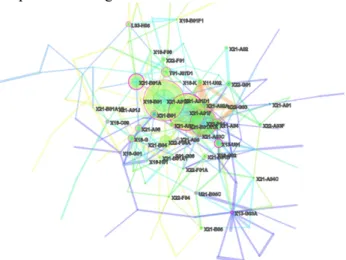 Fig 2. Cluster of the Derwent MC co-occurrence  Visualization of the EV Patents 