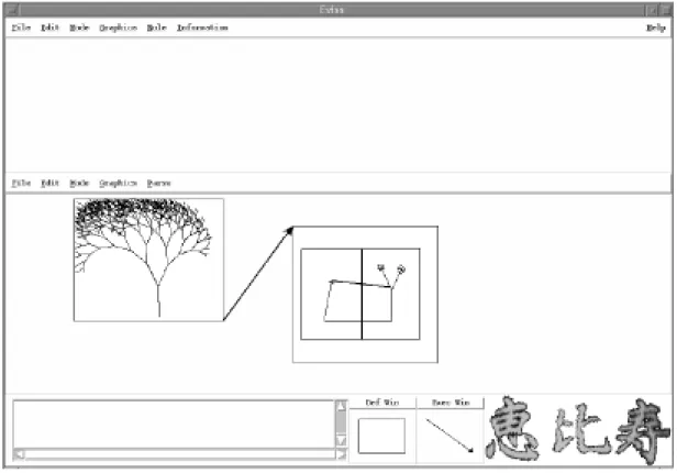 図 6.6: 恵比寿上に実装した VISPATCH VISPATCH を定義するための恵比寿の生成規則は全部で 24 個ある．ヘッド（ Head ） は一つの長方形である．ヘッドのすぐ右側にはボディとなるべき長方形がなくてはならな い．また，ヘッドおよびボディとなるべき長方形はルール領域となるべき長方形に囲まれて いなければならない．ヘッドの中の直線，長方形，ディスパッチ図形はそれぞれ LineH ， RectH ， DispatchH として定義される．ヘッドの中のドラッグイベント，クリックイベン