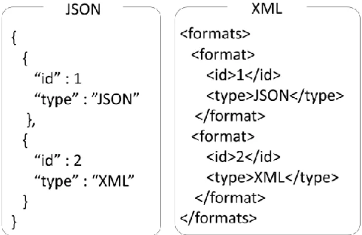 図  6  JSON と XML における記述の例 