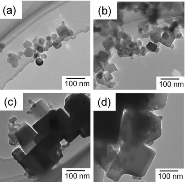 Figure 6    TEM images of MO‐treated MgO and catalyst particles: 