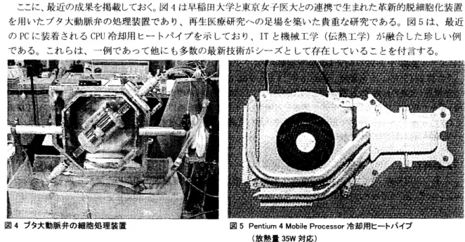 図 4  ブタ大動脈弁の  細胞処理装置  図  5  Pentium  4   Mobile   Processor  冷却用ヒートパイプ  ( 放熱 且 35W  対応 ) 