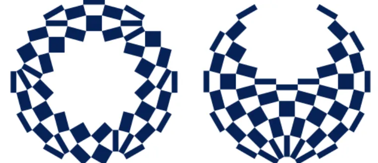 Figure 1 illustrates the Tokyo 2020 Olympic and Paralympic games emblems, which are called ‘harmonized chequered emblems.’ They are designed with three kinds of rectangles, where the rectangles are derived from three kinds of rhombuses of unit edge length