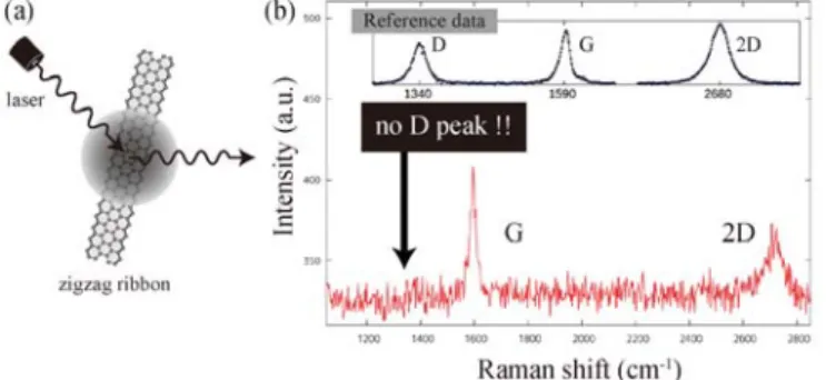 Figure 1 shows an AFM image of our GNR samples. We have obtained many high quality samples with straight  edges: width w = 10 ~ 500 nm, height h = 0.8 ~ 4.0 nm, length l = 1 ~ 100 μm