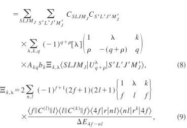 TABLE II. Contribution of crystal field parameters (A kq ) to energy level splittings and transition intensities.