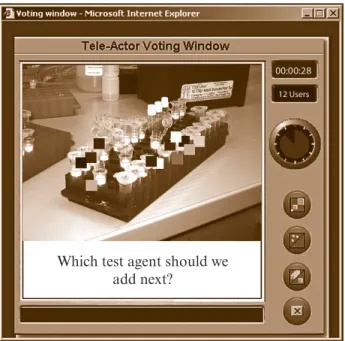 Figure 44.11: Spatial dynamic voting interface for the Tele-Actor system [52]: the spatial dynamic voting (SDV) interface as viewed by each user