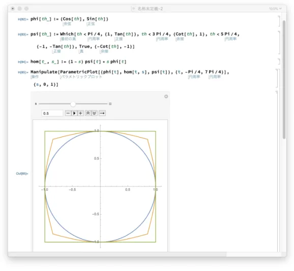 図 17: 正方形の周 Γ を円周 C に連続的に変形する h ∈ R とするとき、 Z ∞ −∞ e − (x+ih) 2 dx = √ π = Z ∞ −∞ e − x 2 dx