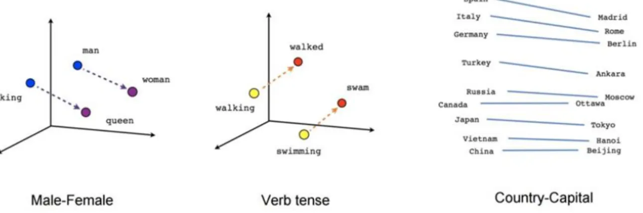 Figure 7 shown the semantic relationship through the vector space 