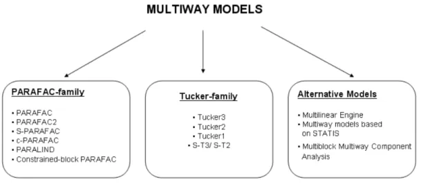 Figure 1.1: List of popular multi-way models (tensor based models) [3].