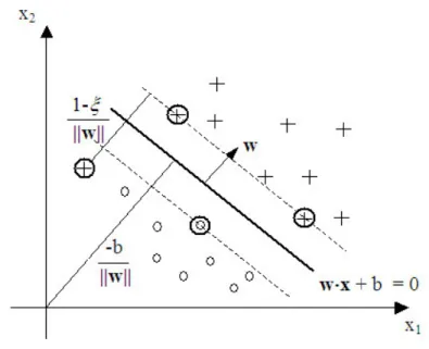 Figure 2.4: Noisy pattern will be treated softly by permitting constraint violation (e.g.