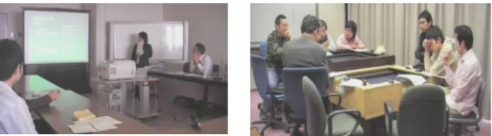図 8: ( 左 ) システムを利用しない ,( 右 ) 利用した場合 1  5.3.1 5.3.1 5.3.1 5.3.1  意識調査意識調査意識調査意識調査 :::: アンケート アンケート調アンケートアンケート調 調査調査査査 受講者全体 8 人にアンケートを取ってシステム を使用した時と使用しない時の 5 段階評価 (5 点 : そ う思う～ 1 点 : そう思わない ) の平均値のレーダーチ ャートを図 9 に示す。 図 9 を見ると全ての項目においてシステムを使 用した方が良いことがわかる。特に