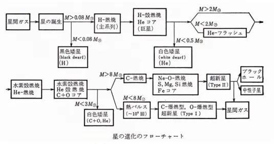 図 1.5: 恒星の進化のフローチャート
