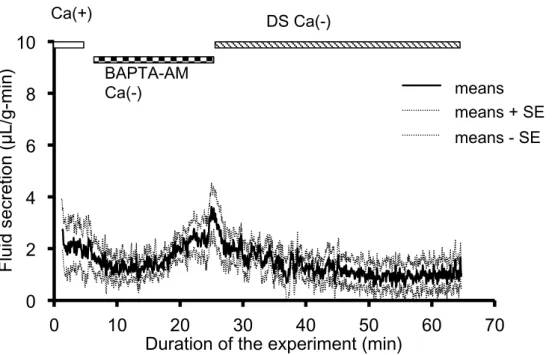 Figure 4. Chelation of cytosolic Ca 2+  with BAPTA-AM. CCh (0.2 µmol/L) and DS (5  g/L) were perfused respectively in this condition, however, neither of these 
