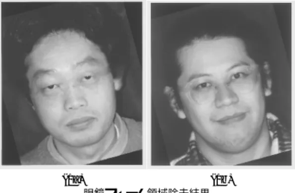 Fig. 21 Results of region segmentation (the input im- im-ages are in Fig. 20 and original image of face with eyeglasses (Fig