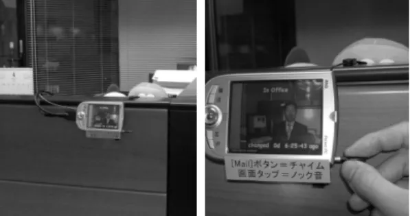 図 11 戸口案内版：回転によるプレゼンス状態の切替え Fig. 11 Presence Board: Switching presence by Rotation.