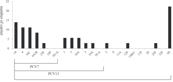 Fig. 1 Serotypes identified in the pharyngeal swab specimens from healthy adults.