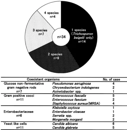 Fig. 4 Organisms coexistent with Trichosporon beigelii in the infection group.