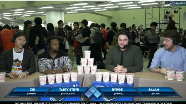 図表 3.1：   「Evo Japan 2018」の Twitch 配信の様子  出典：   https://www.twitch.tv/videos/222372439 