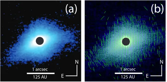 Figure 3.4: The PI image of DoAr 25 disk and its polarization vector map. The