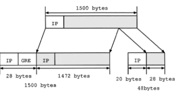表 4 カプセル化前後のパケット長分布の比較 Table 4 Comparison a distribution of packet