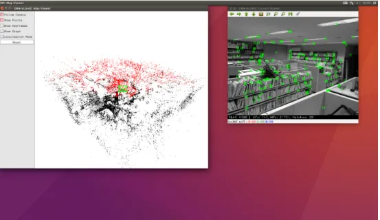 図 11 に ORB-SLAM2 の実行画面を示す。