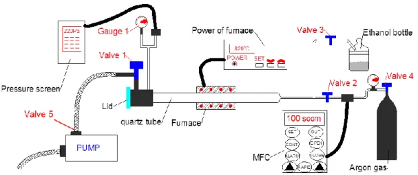 Figure 2.1: Schematic structure of the CVD system for SWCNT synthesis. 