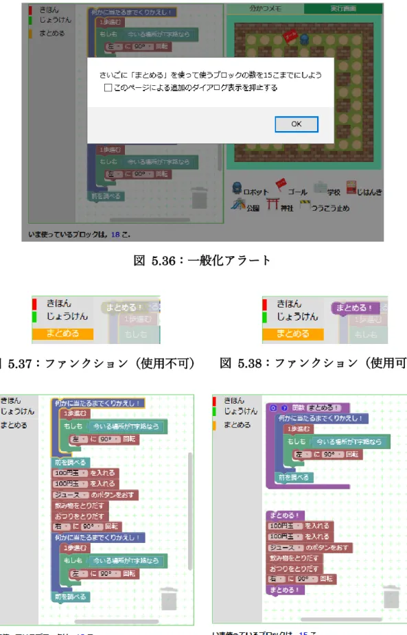 図  5.37：ファンクション（使用不可）  図  5.38：ファンクション（使用可） 