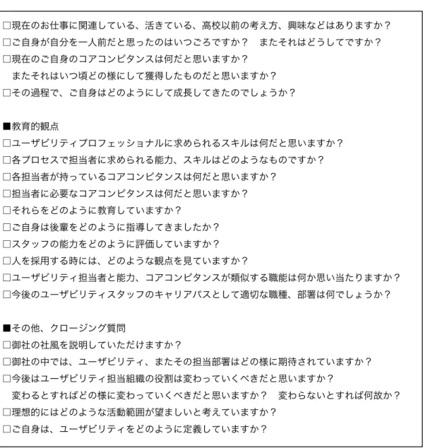 表  2-3  半構造化インタビュー項目（続き） 
