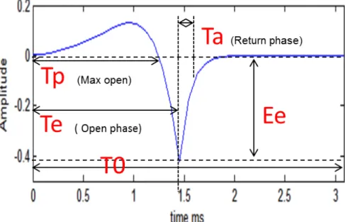 Figure 2.2: LF model that functionally mimics derivative of glottal ﬂow