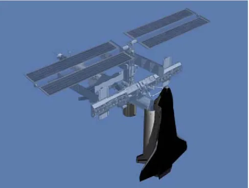 図  1.1-2  STS-121フライト中のISSとシャトルのイメージ（NASA  HPより）  