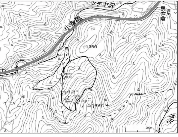 図 6　土屋橋東原産地における黒曜石原石の分布範囲
