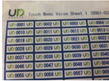 Fig. 1. Talking pen (Touch Memo ® )             Fig. 2. Dot-code label (Touch Memo ®  Voice Sheet) 