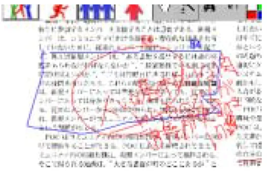 図    研究室を越えたコメントの例 はなく % 周辺の分野ばかり出てくる」といったコメントが得られ、アノテーション や閲覧論文数が多いのに対して推薦に対する評価が低いという結果が出ている。こ れは、自分の研究課題やその領域が明確に定まっており、かつその領域での情報 収集能力が不足していないユーザに対しての推薦による支援の限界と考えられる。 ただし、自分の興味関心には合致しないとされた推薦論文について、前期課程学 生のアノテーションに研究室を越えて後期課程学生が指導的立場からのコメント を加えるといった事例