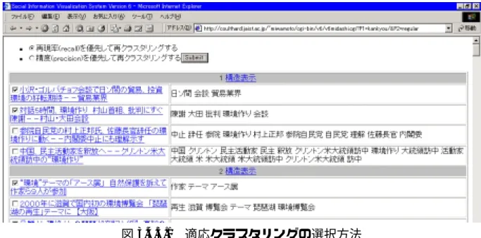 図 3.4.5.1 適応クラスタリングの選択方法