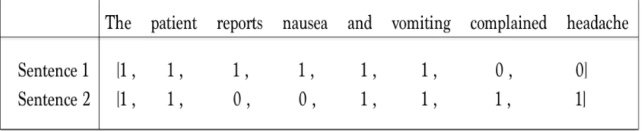 Figure 1.4: Matrix of sentence representation with binary weights