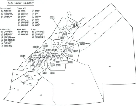 図 2.1: 管制部管轄空域とセクター [4]